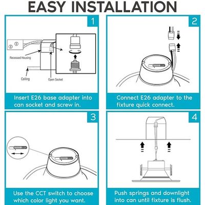 IC Rated Surface Mount Flat Panel LED Lights 6 Inch Ceiling For Bathroom